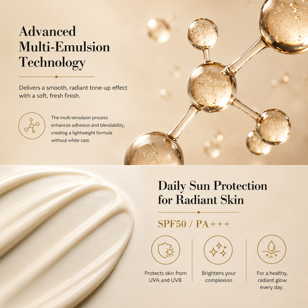 Crema solare illuminante ad alta protezione SPF50 PA+++