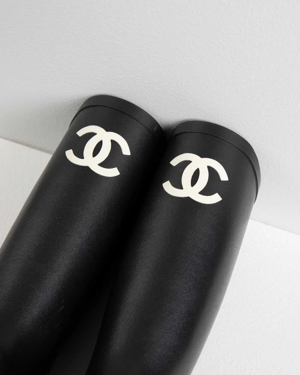 Chanel Rainboots in Black with White Scarpe